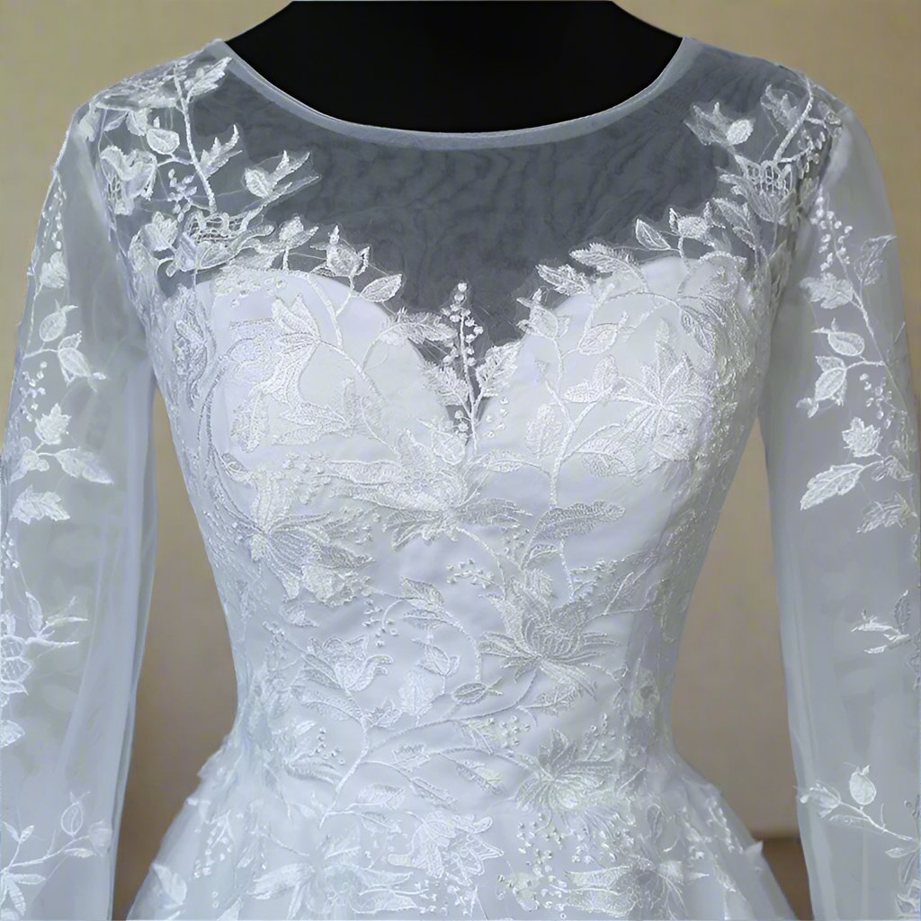 GownLink White Wedding A Line Trail Gown GLGA800T