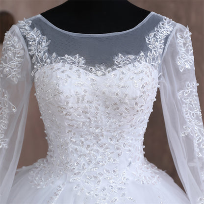 GownLink Stunning White Catholic Wedding Ball Gown with Beaded Lace GLGT179B
