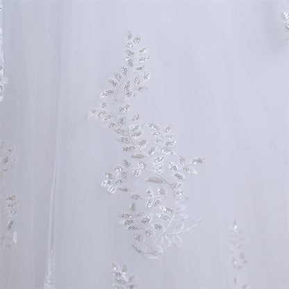 GownLink Stunning White Catholic Wedding Ball Gown with Beaded Lace GLGT179B