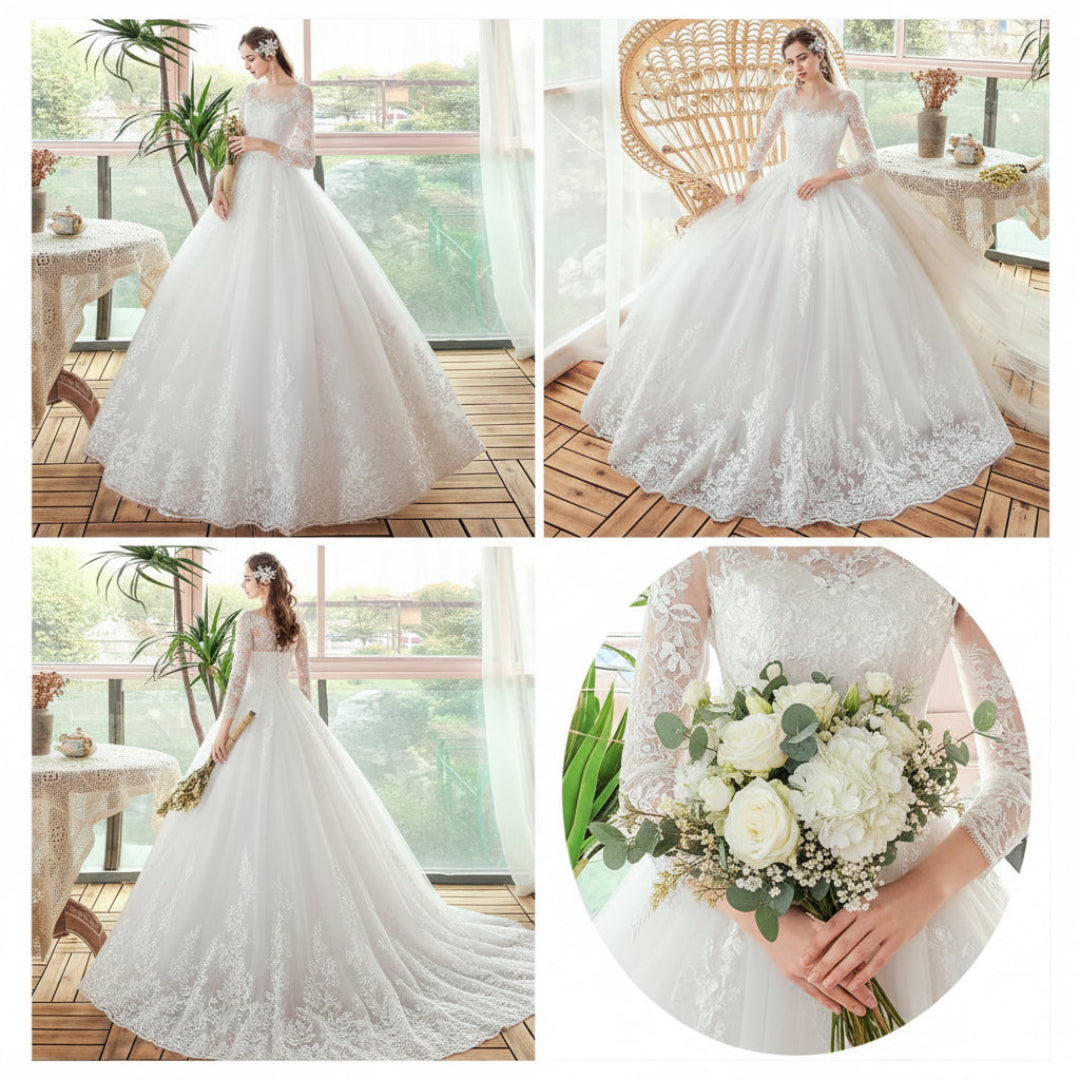 GownLink Premium White Christian Wedding Dress Catholic Bridal Gown for Church Ceremony- GLTD50B