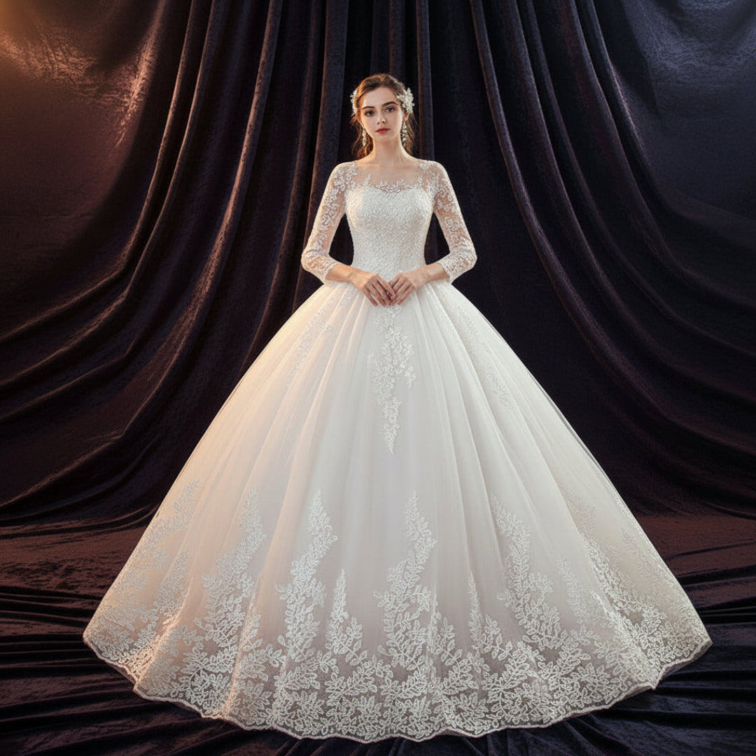 GownLink Premium White Christian Wedding Dress Catholic Bridal Gown for Church Ceremony- GLTD50B