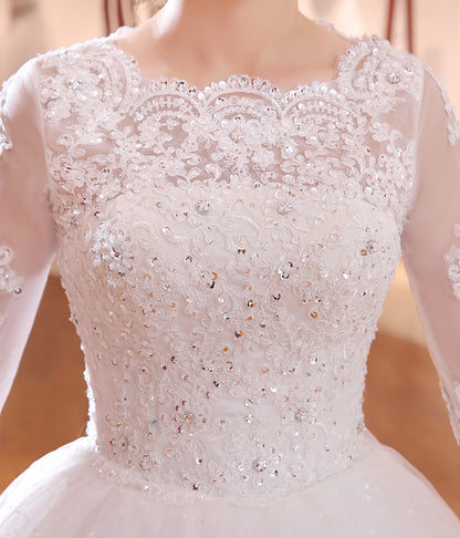 White train gown/ dress with a train in Punjab India
