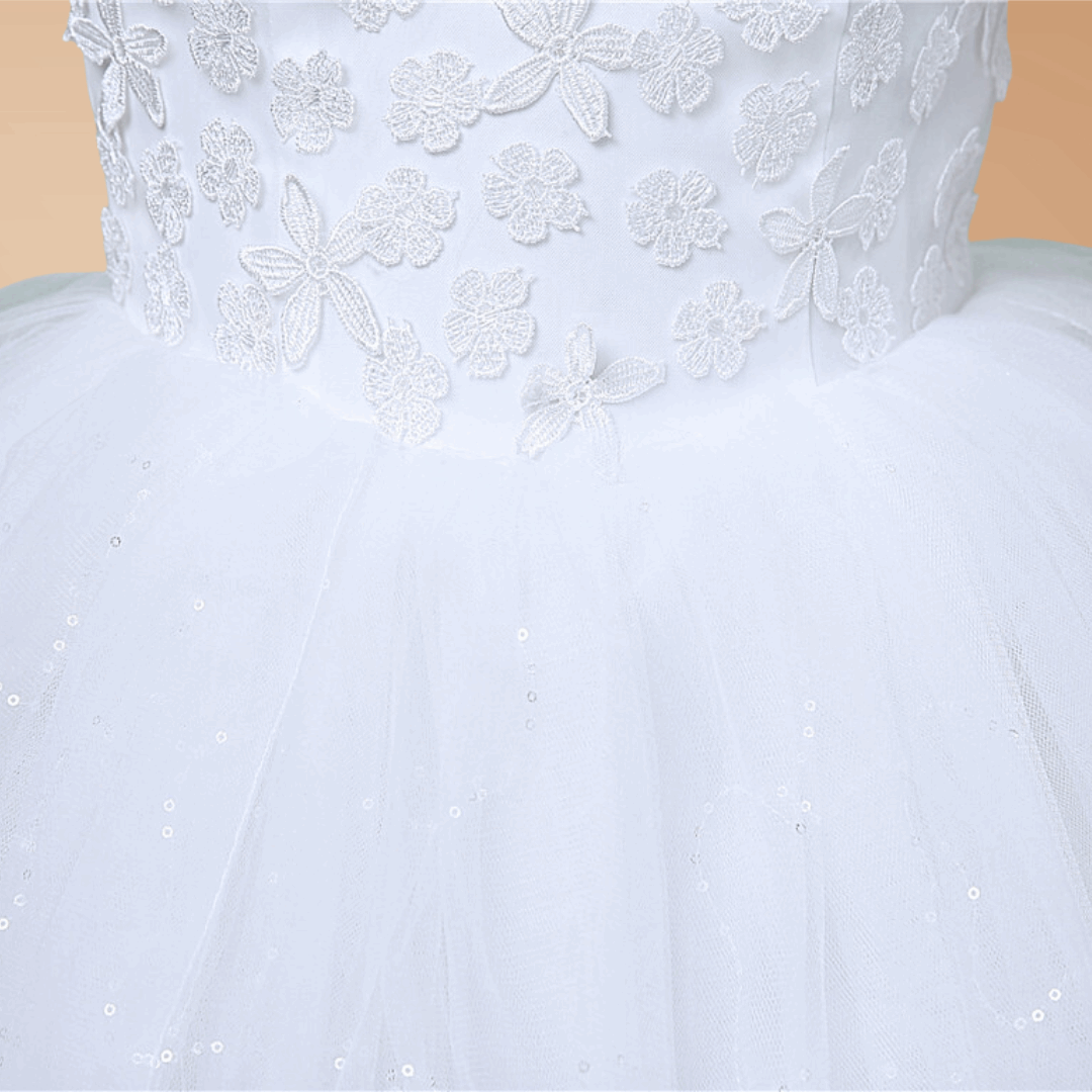 Exquisite ivory lace Catholic wedding gown with a long Sleeves ball dress
