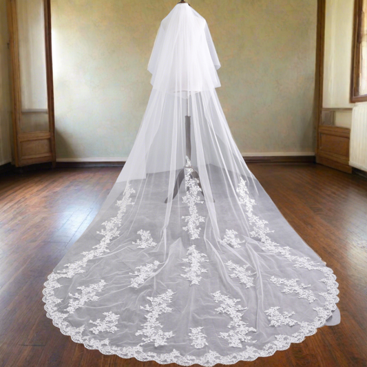  Love of lace patch White Veil for Christian and Catholic Wedding Ties."  Mahesana