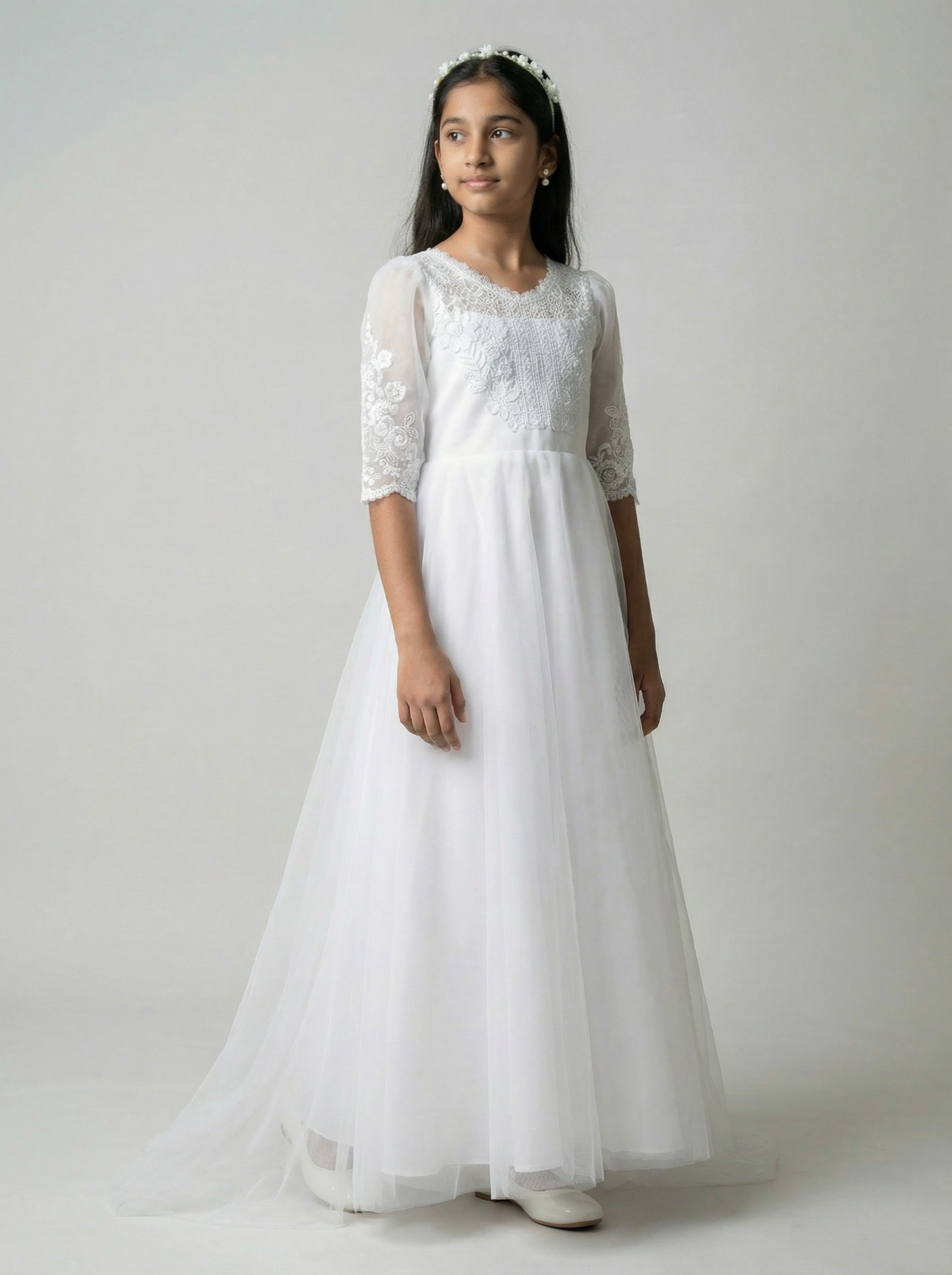 GownLink First Holy Communion White Dress GLHL-4