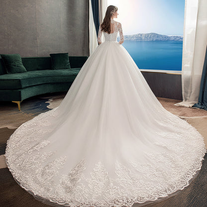 GownLink White Wedding Train Gown GLTD39T