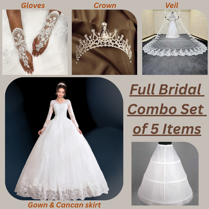GownLink bridal set of Gown veil crown gloves -Combo-HS14