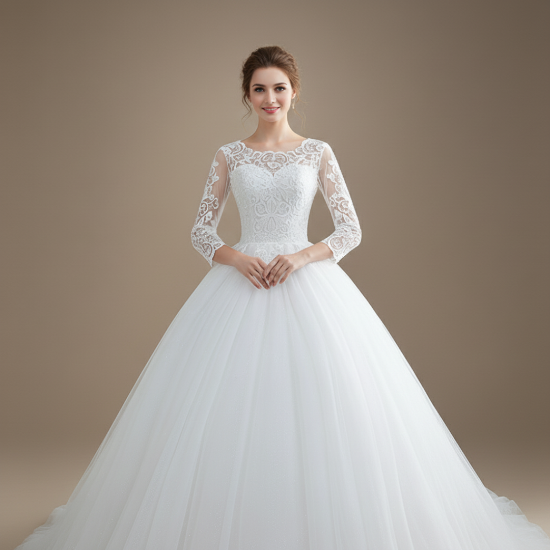 Side view of Detachable Bridal Train showing texture — GownLink GL36CT