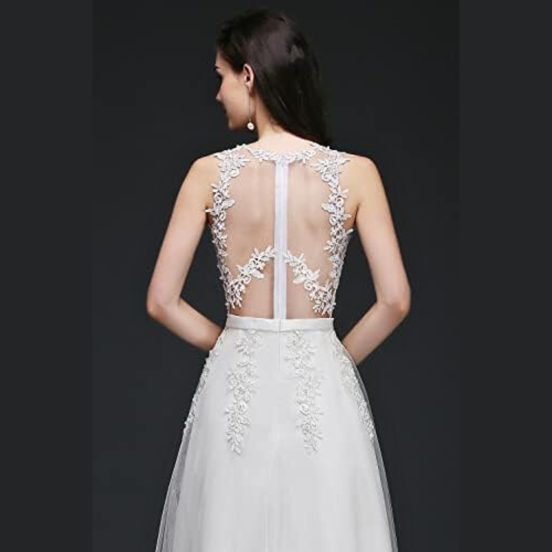 Sleeve detail close-up on White Bridal Gown — GownLink GLCPS733