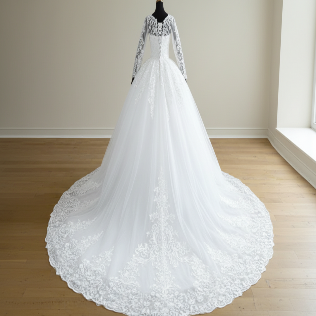 Front view of Detachable Bridal Train — GownLink GL36CT