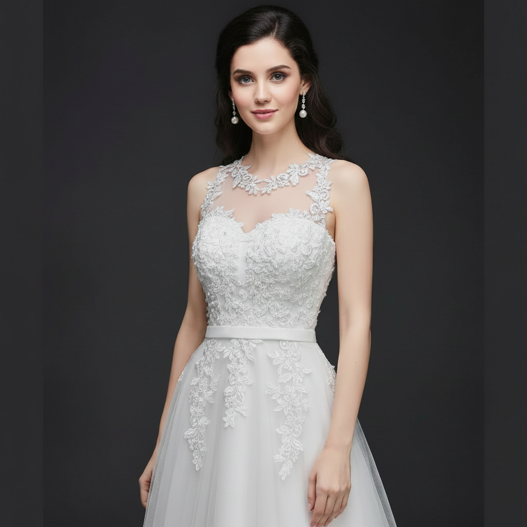 Back closure and button detail on White Bridal Gown — GownLink GLCPS733