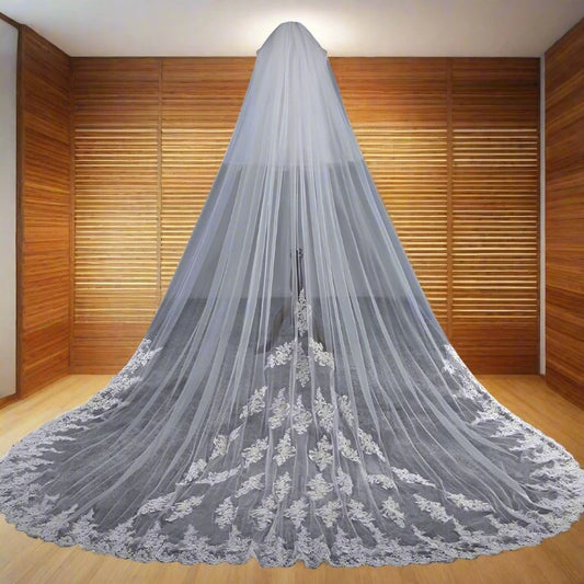 GownLink's Exquisite 3.5m Long 80 Inch Width Bridal Veil for Christian & Catholic Wedding GLAVL008