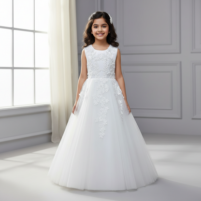 White First Holy Communion Dress Boarijor