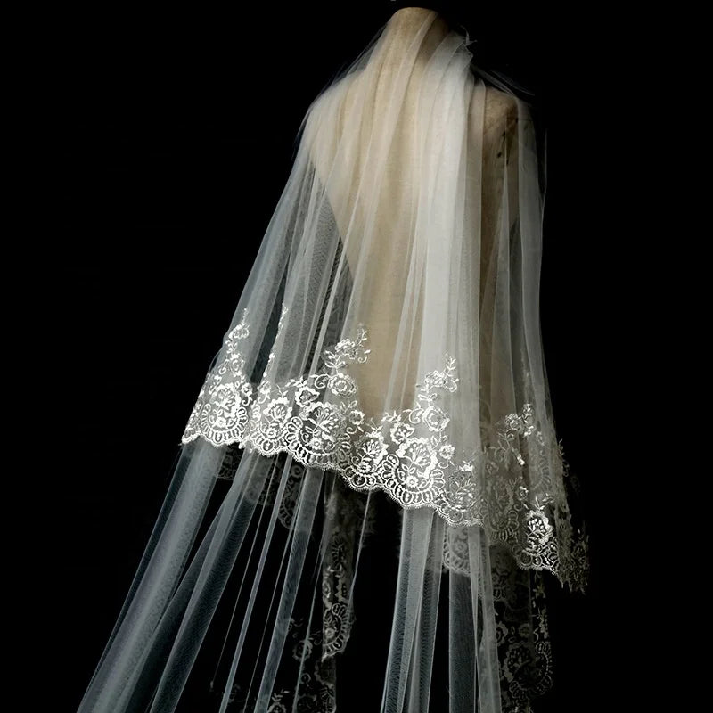 GownLink's Ethereal Splendor Luxurious 4 Meters Long Bridal Veil of Heavenly Elegance For Cathedral Christian & Catholic Wedding GLVHL11