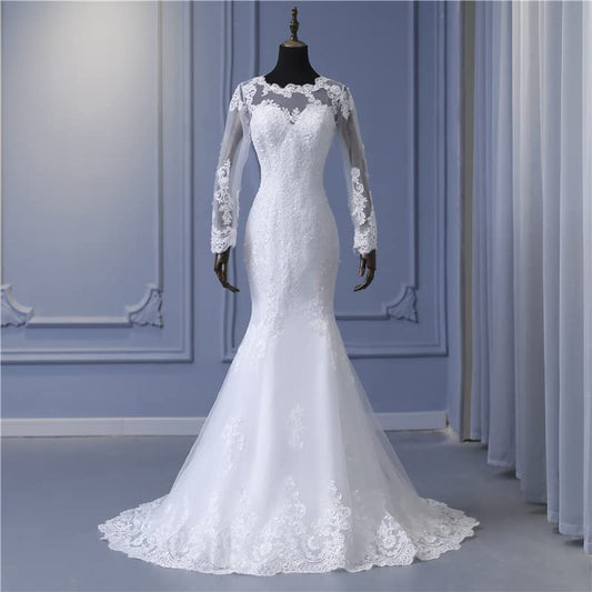 "Elegant Lace Mermaid Wedding Dress, Ideal for Catholic marriage"
