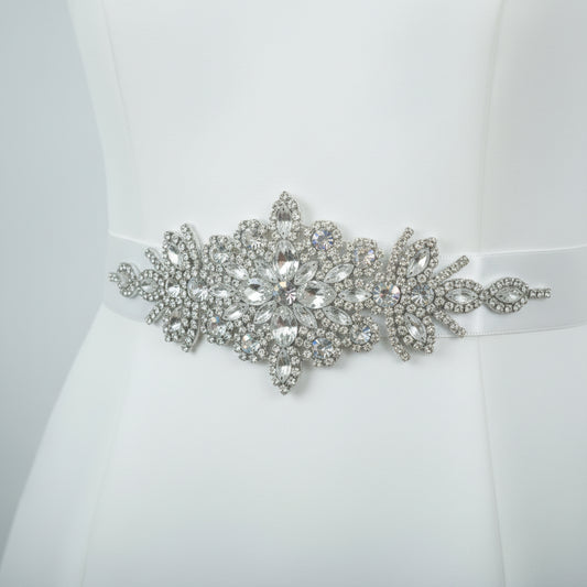 Close-up of lace and detail on Bridal Sash Belt — GownLink COPY