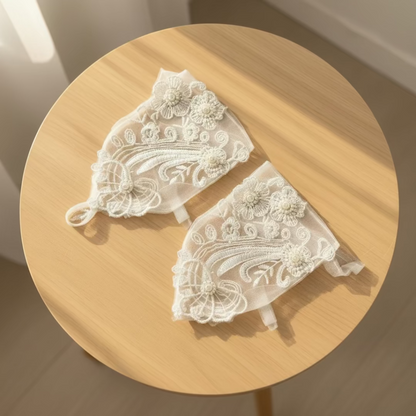 Detail of lace or mesh fabric on Bridal Gloves — GownLink G24