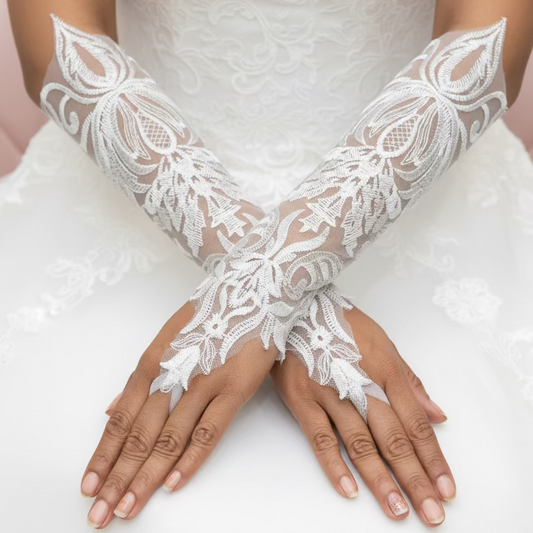 GownLink's Anointed Elegance of Faith Christian & Catholic Elbow Length Bridal Gloves G23