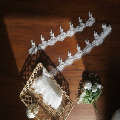 GownLink White Graceful Lace Border Wedding Gown-V-1800