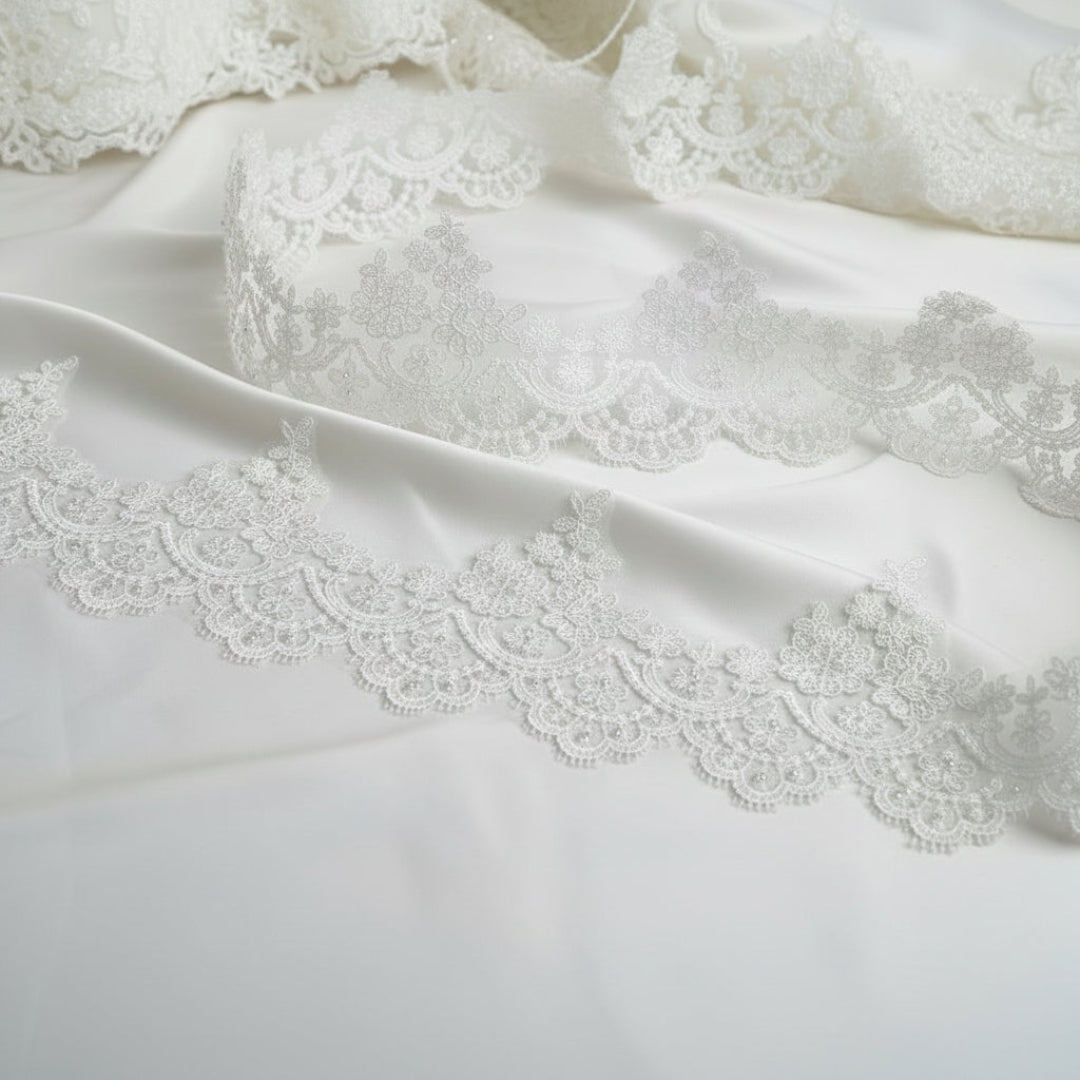 GownLink White Lace Graceful Lace Border Wedding Gown-GLVHL02 Lace