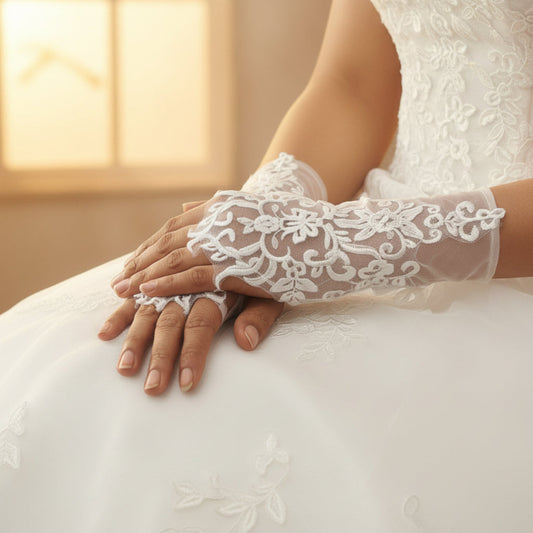 GownLink white Bridal Gloves for Wedding G-125