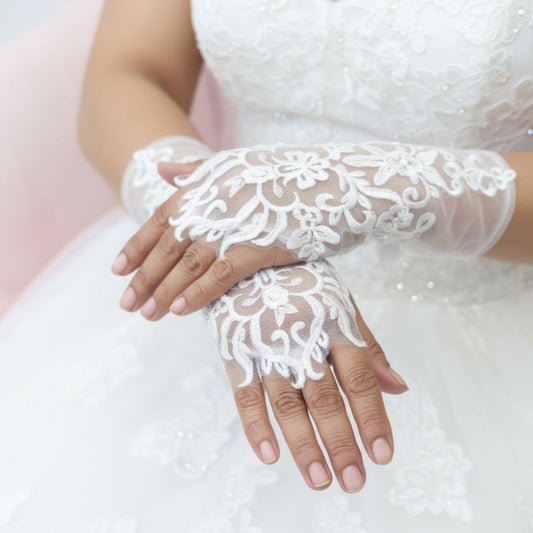 GownLink white Bridal Gloves for Wedding G-125