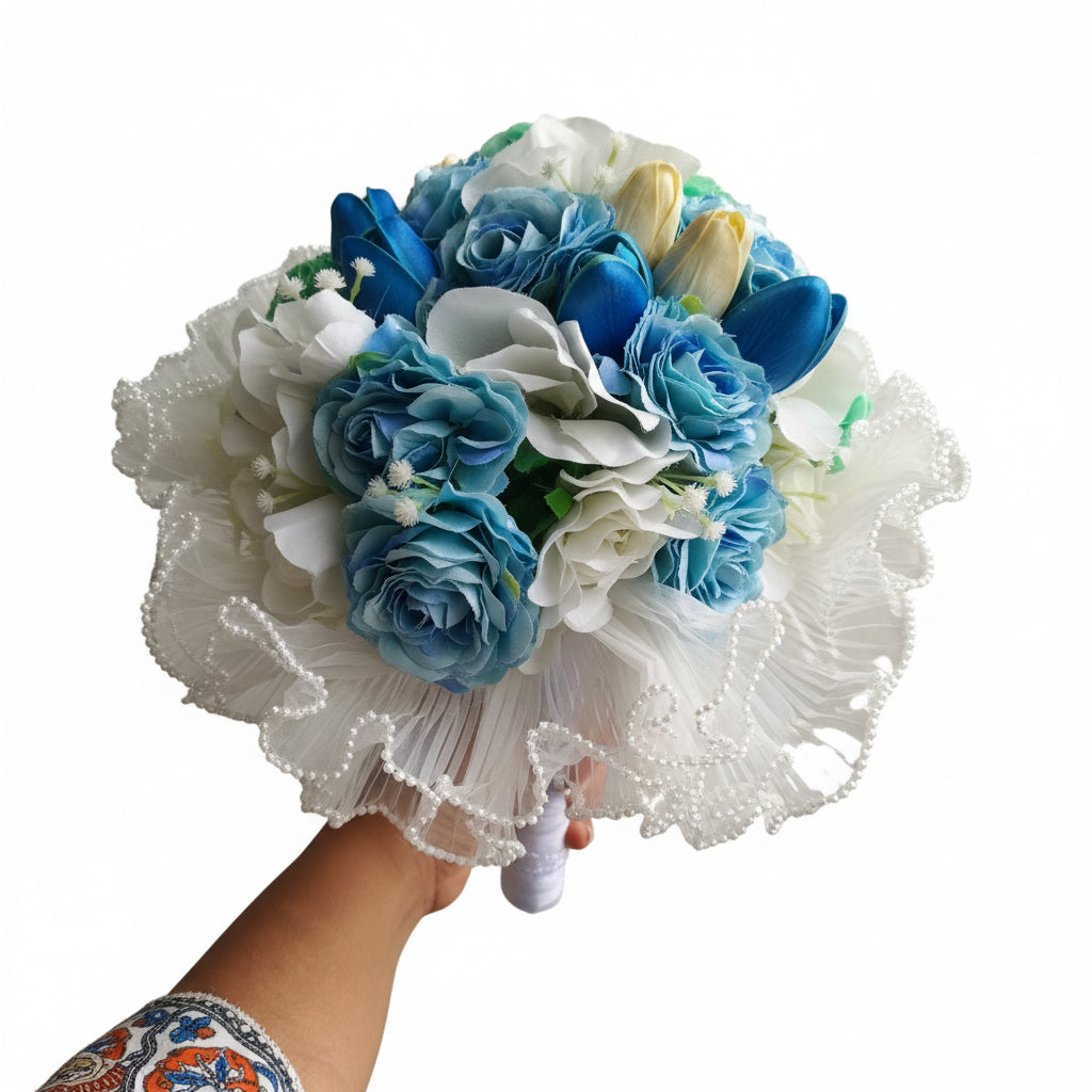 GownLink White and green color Bridal Bouquet B-61