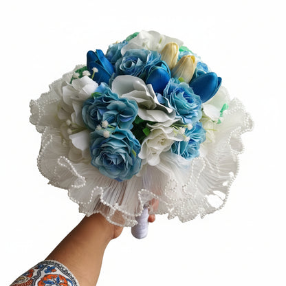 GownLink White and green color Bridal Bouquet B-61