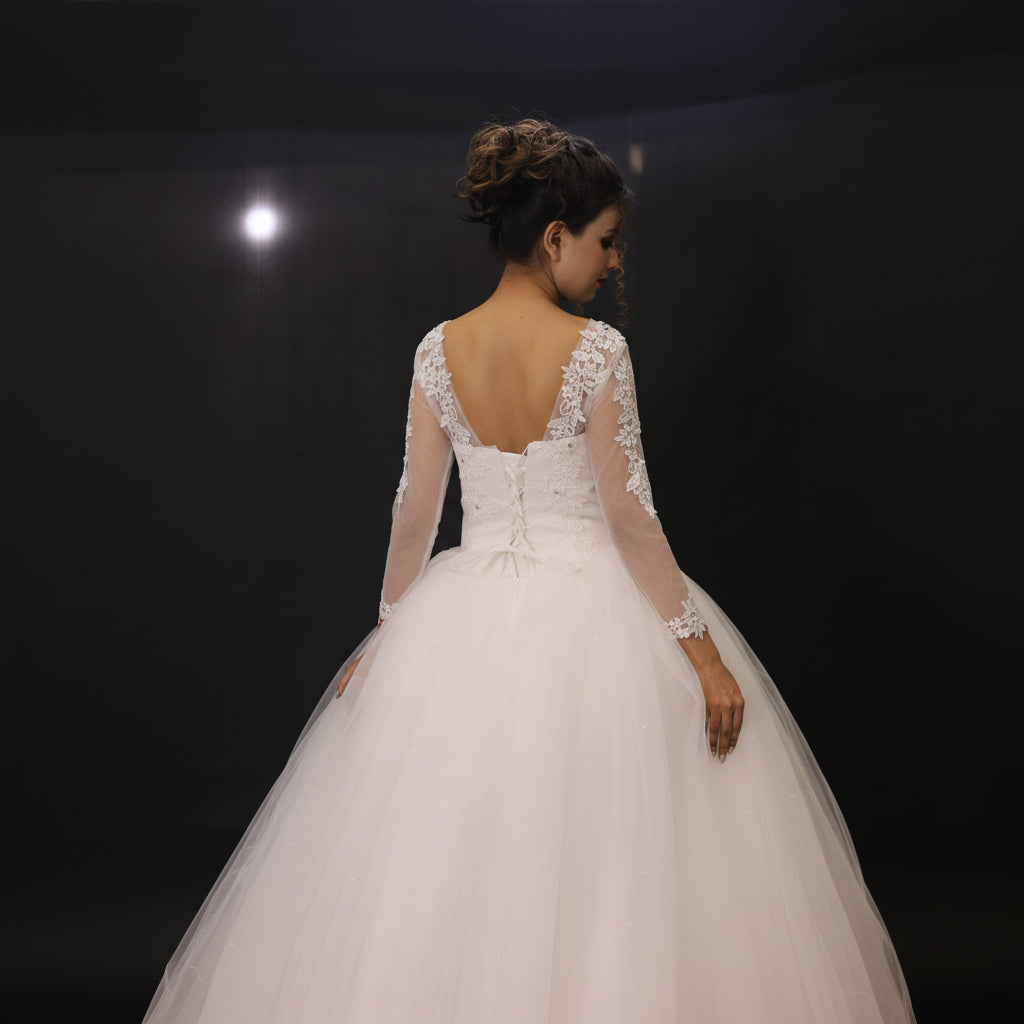 GownLink White Bridal Ball Gown for Christian & Catholic Weddings GLHSD189CB