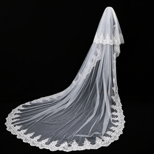 GownLink Cathedral Bridal Long Veil for Christian and Catholic Weddings GLVLW83short