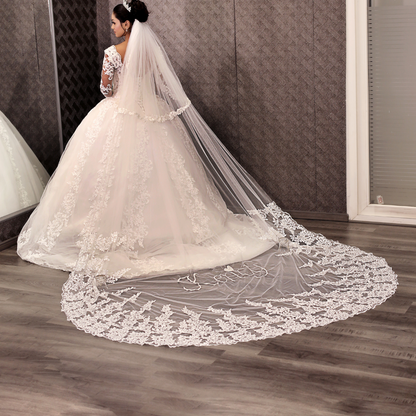 GownLink Sparkle Bridal Veil 3.5m 80 width with Front Face Blusher & Comb – Elegant Wedding Veil for Christian & Catholic Brides (GLVD30S)