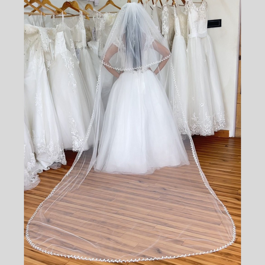GownLink's  Cathedral Bridal Long Veil 3.5 Meters Christian & Catholic Weddings  GLVLB2
