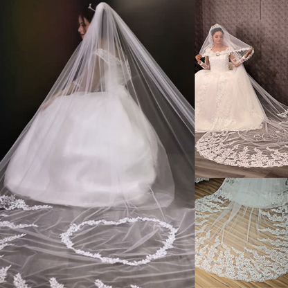 GownLink Sparkle Bridal Veil 3.5m 80 width with Front Face Blusher & Comb – Elegant Wedding Veil for Christian & Catholic Brides (GLVD30S)