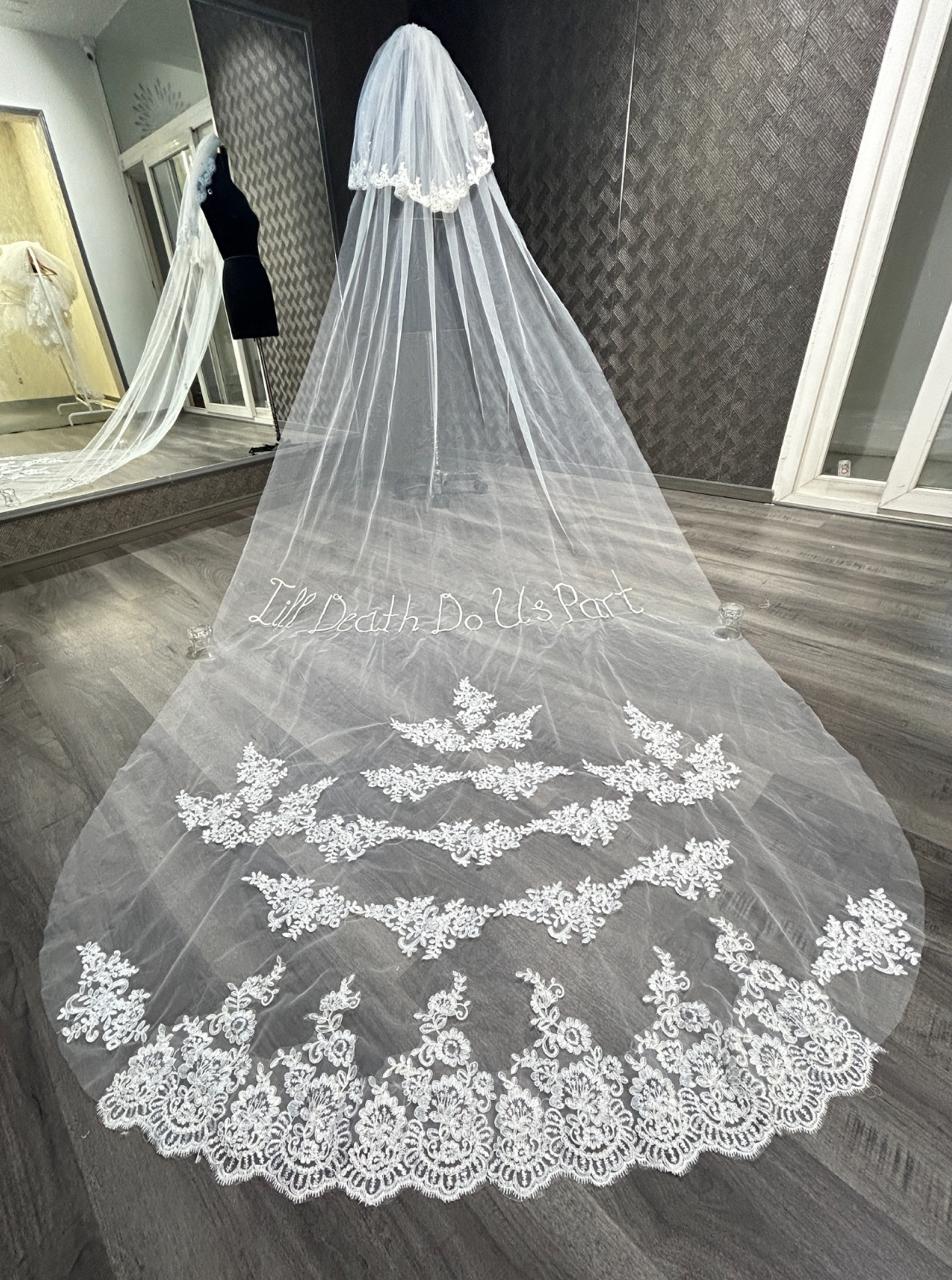 Veils Church Length Pearl Veil Elegant Bride 1