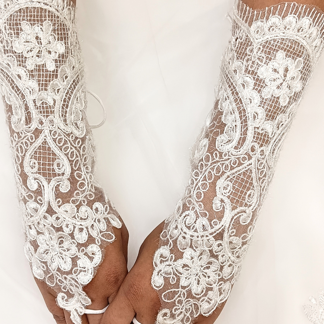 White wedding gloves for Christian bride in Madhya Pradesh