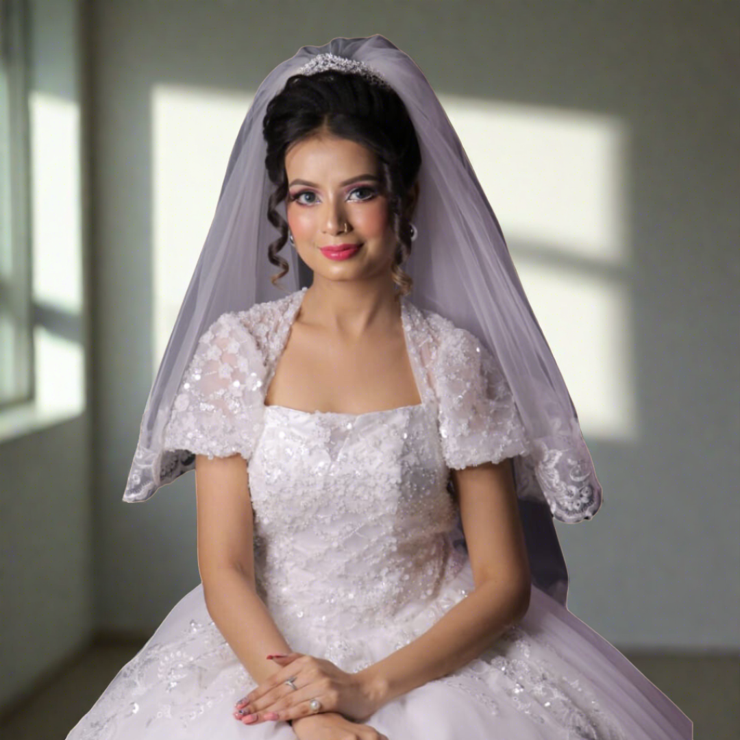 Long veil and White gown Itarsi India