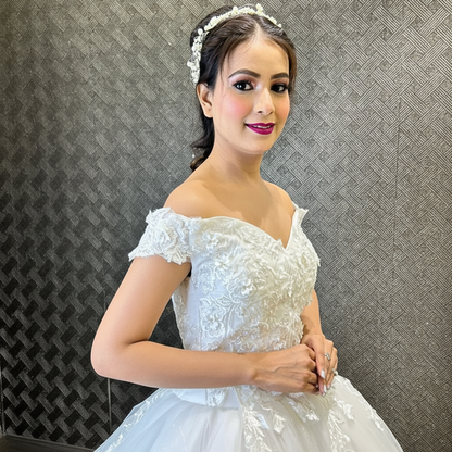 Beaded Roman Catholic wedding gown in New Delhi