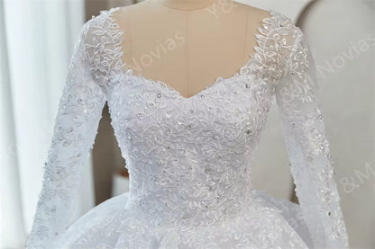 GownLink Stunning Train Gown White Church Wedding Gown GLGB170-B