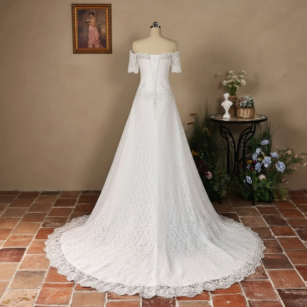 GownLink Mermaid Wedding Gown with Sleeves Christian & Catholic A- Line Bridal Dress for Church Ceremony GL8646T