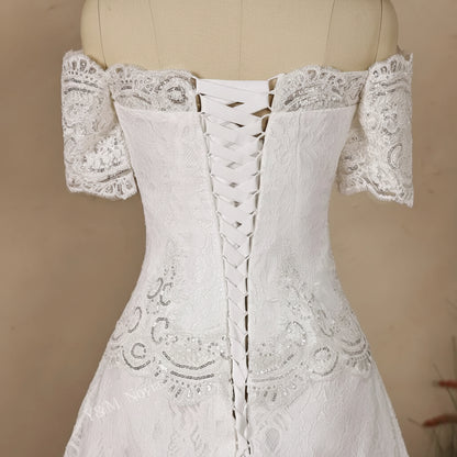 GownLink Mermaid Wedding Gown with Sleeves Christian & Catholic A- Line Bridal Dress for Church Ceremony GL8646T