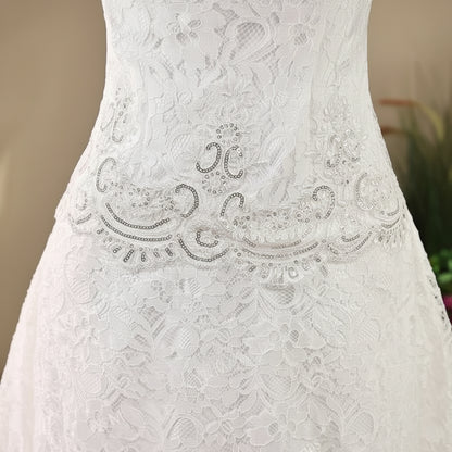 GownLink Mermaid Wedding Gown with Sleeves Christian & Catholic A- Line Bridal Dress for Church Ceremony GL8646T