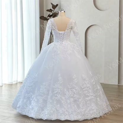GownLink Stunning Train Gown White Church Wedding Gown GLGB170-B