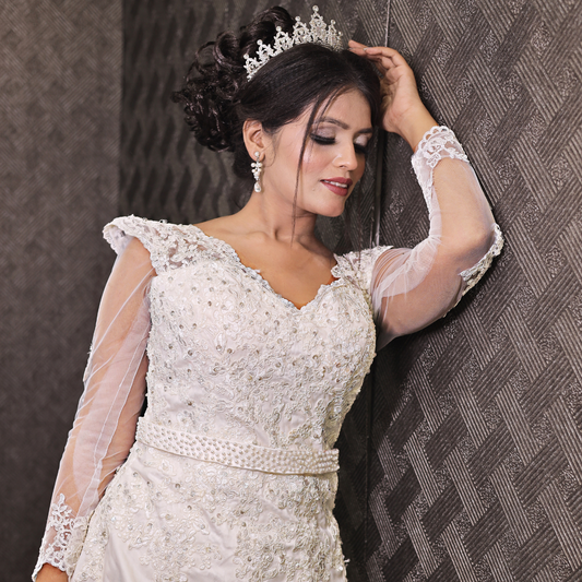White Roman Catholic bridal gown in Mysore