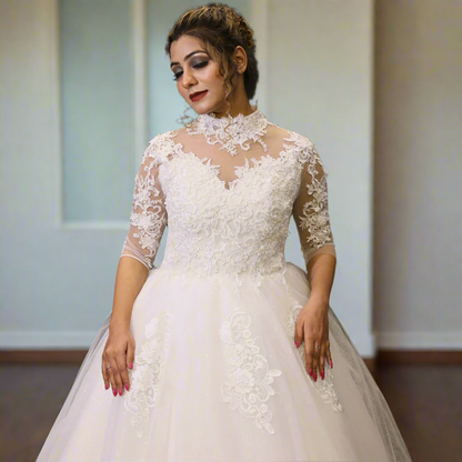 Simple white Catholic church wedding gown in Andhra Pradesh