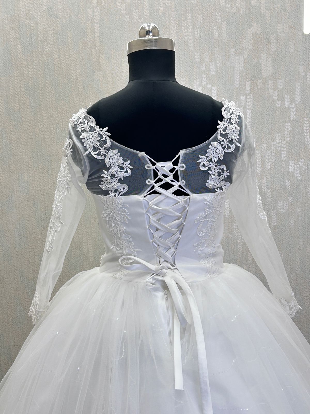 GownLink Radiant White Wedding Ball Gown with Pearl Beading GLGF042B