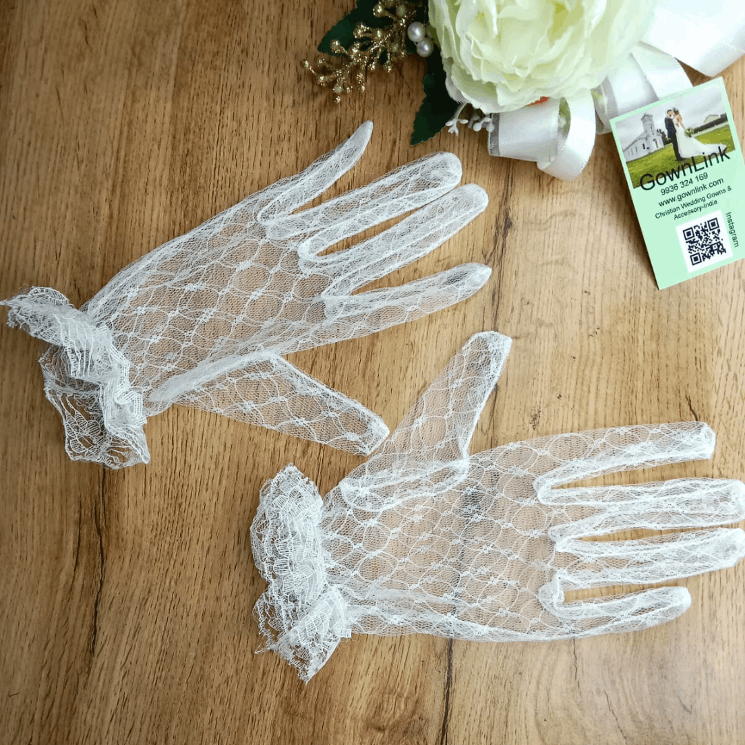 Wedding Gloves Bridal White Net Guntur India