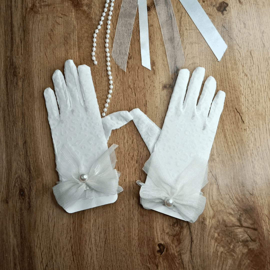 Bow and Pearl Bead Gloves  Beawar