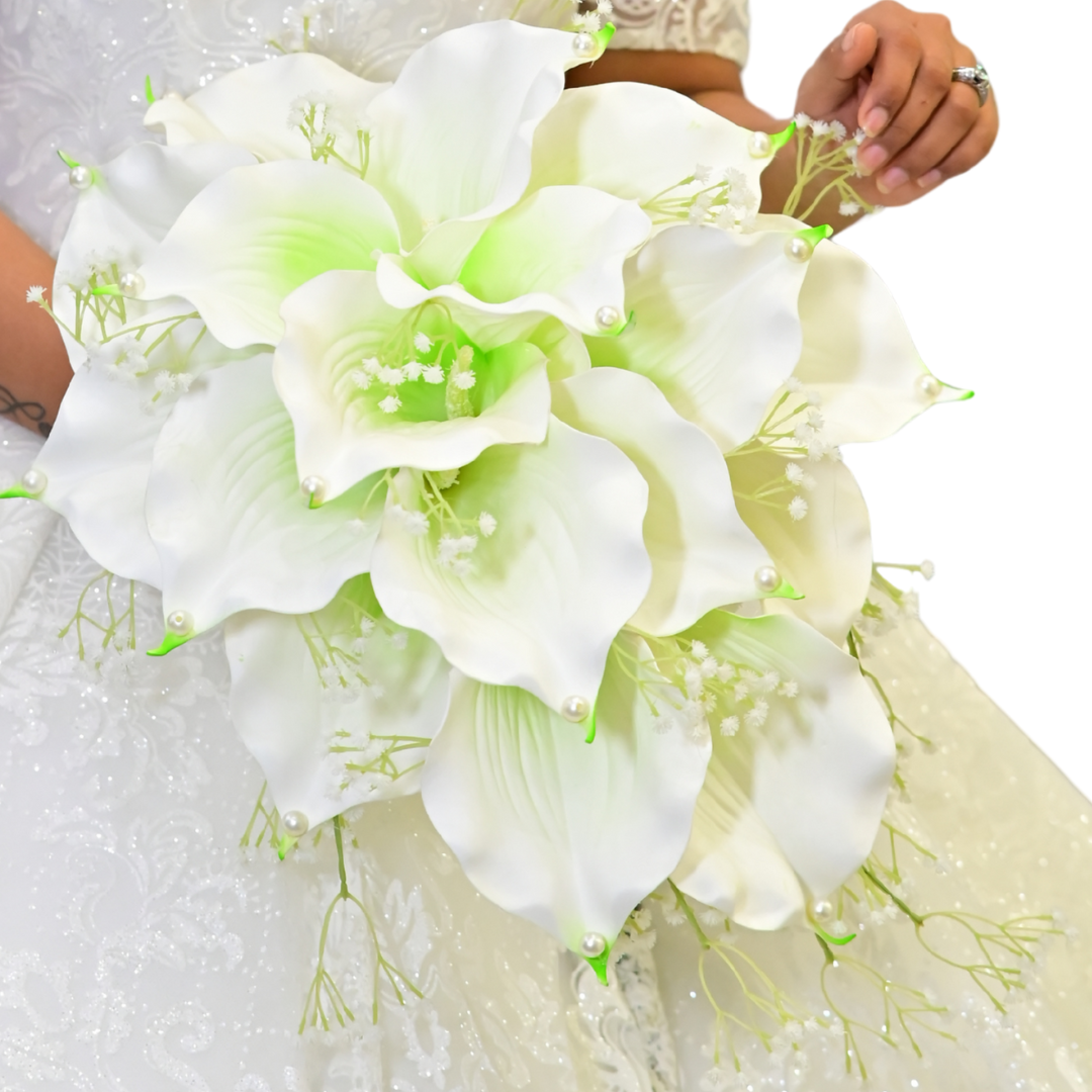GownLink White and green color Bridal Bouquet