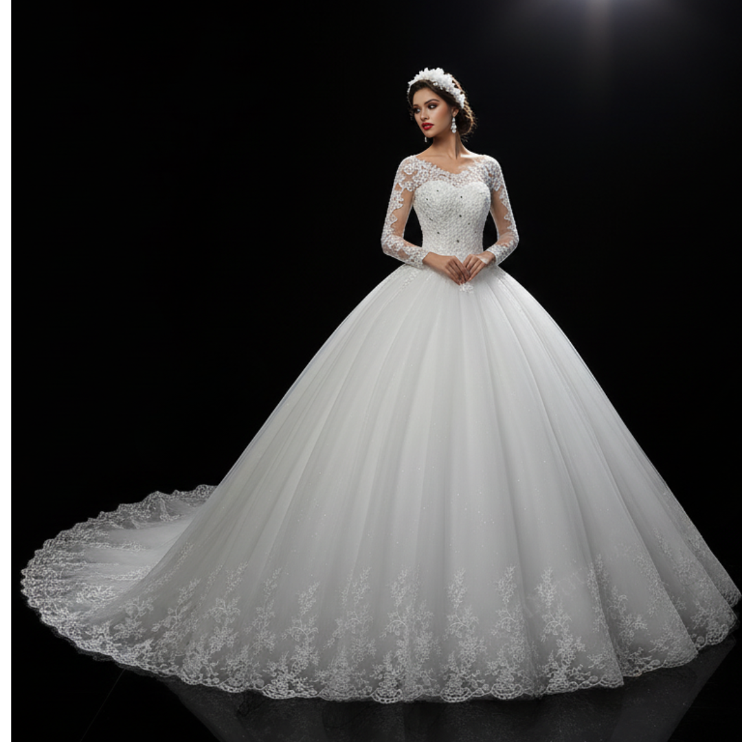 GownLink Christian and Catholic Bridal White Wedding Dress GLHSD189T