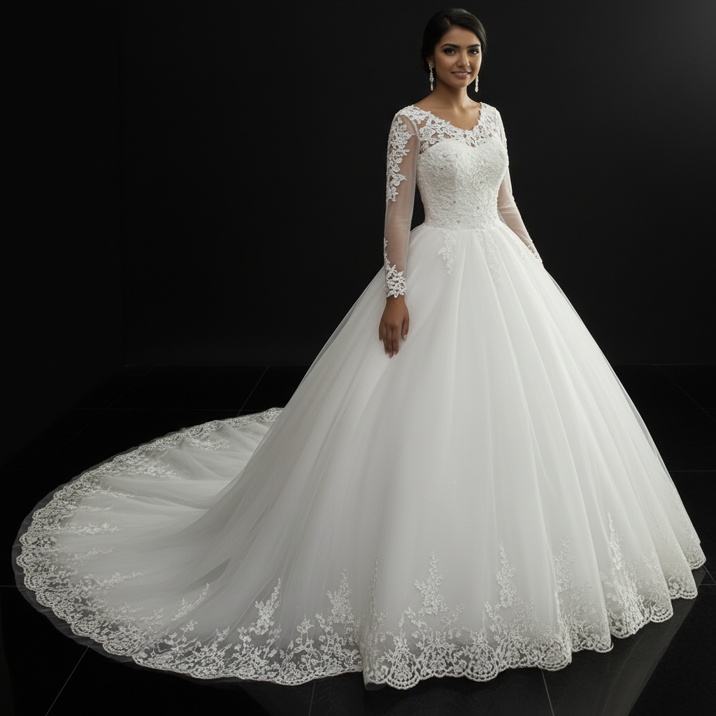 GownLink Christian and Catholic Bridal White Wedding Dress GLHSD189T